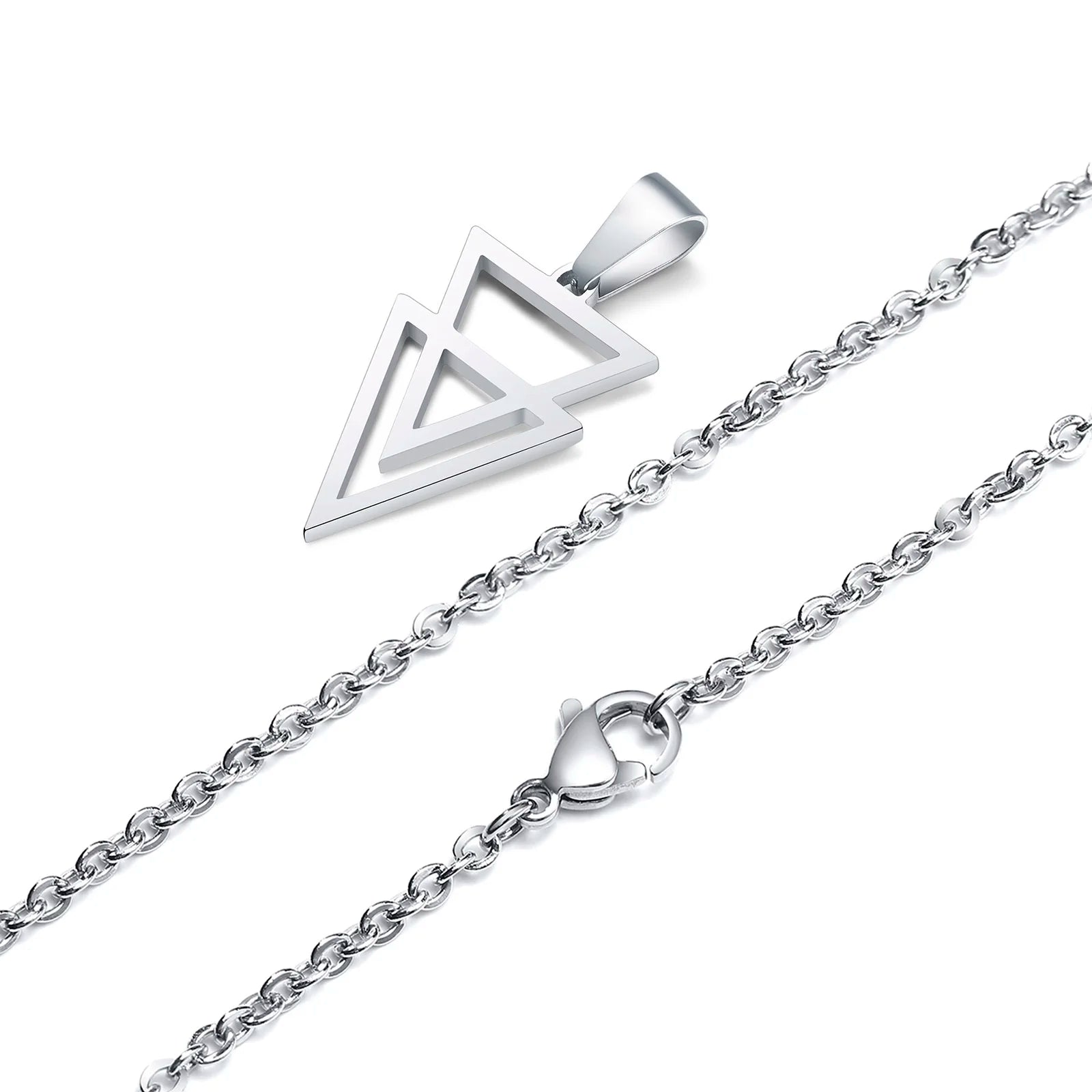 Colar Masculino Geométrico Duplo de Aço Inoxidável