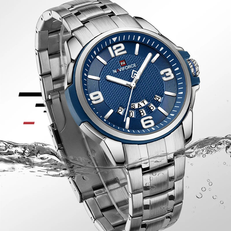 Relógio de Quartzo Masculino Azul-Melanio