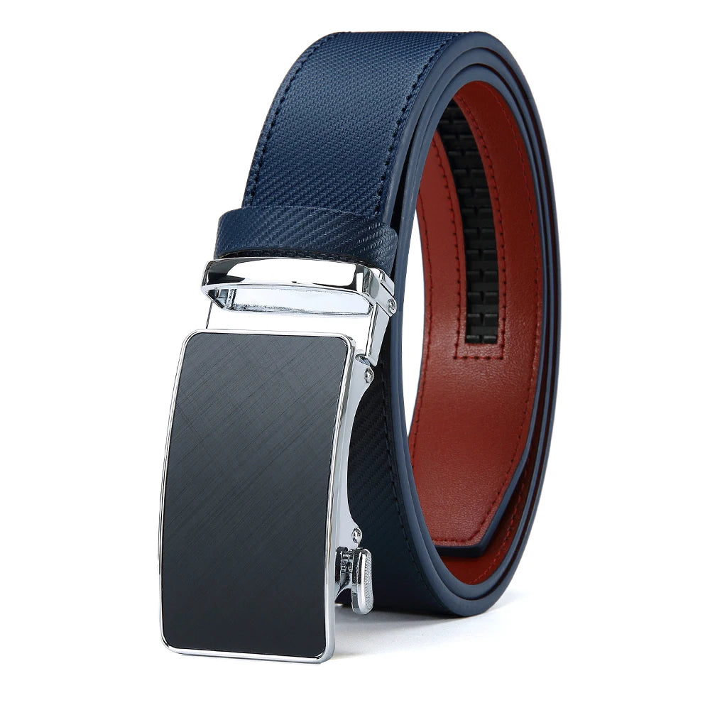 Cinto de Couro Masculino com Fivela Automática de Luxo
