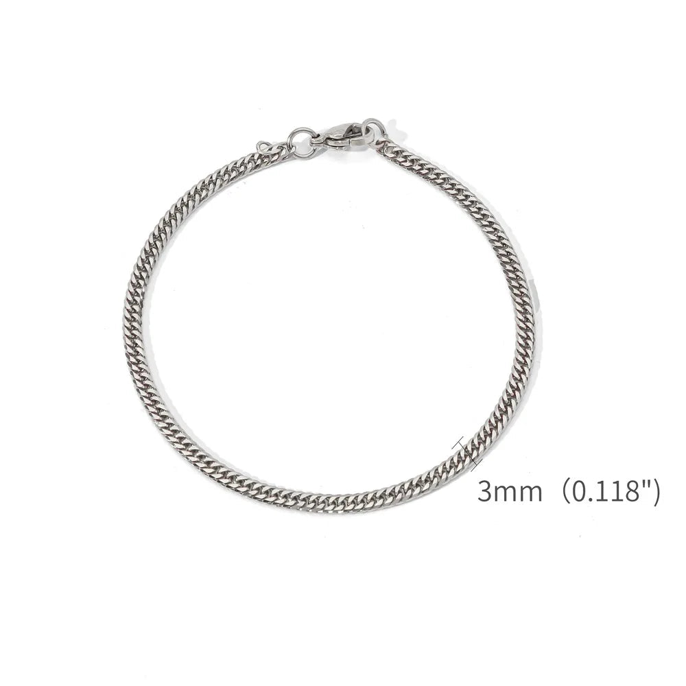 Simples aço inoxidável cor prata nk corrente pulseira para homens hip hop jóias na moda acessórios de festa pulseira feminina