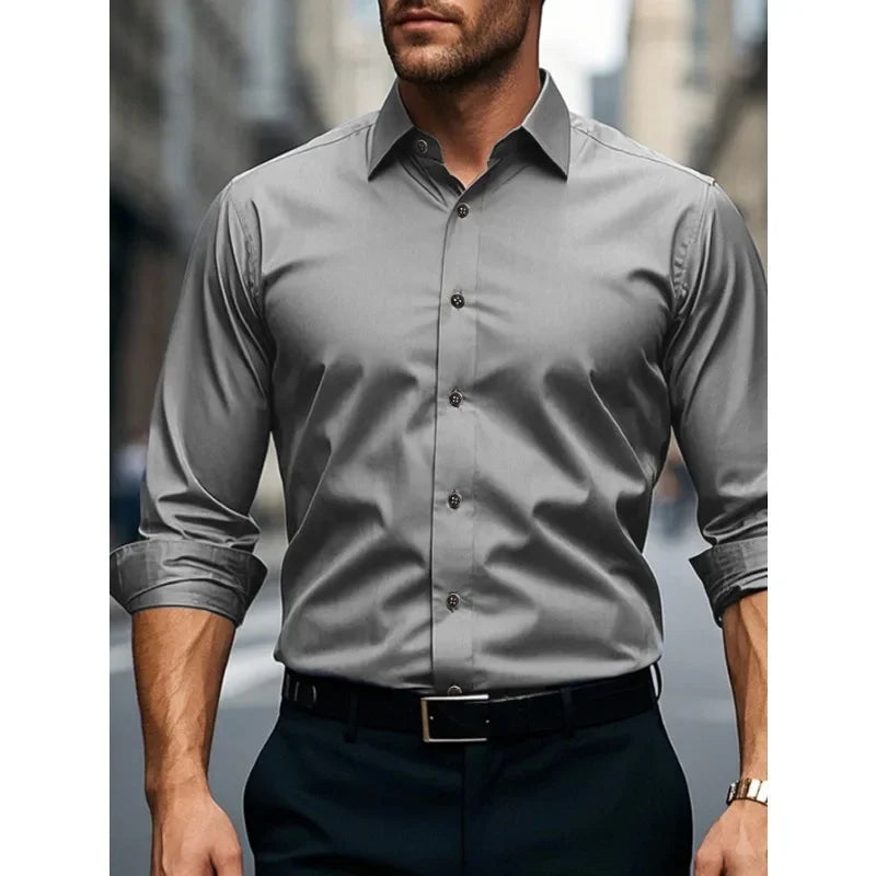 Camisa Masculina Elástica Casual para Todas as Estações
