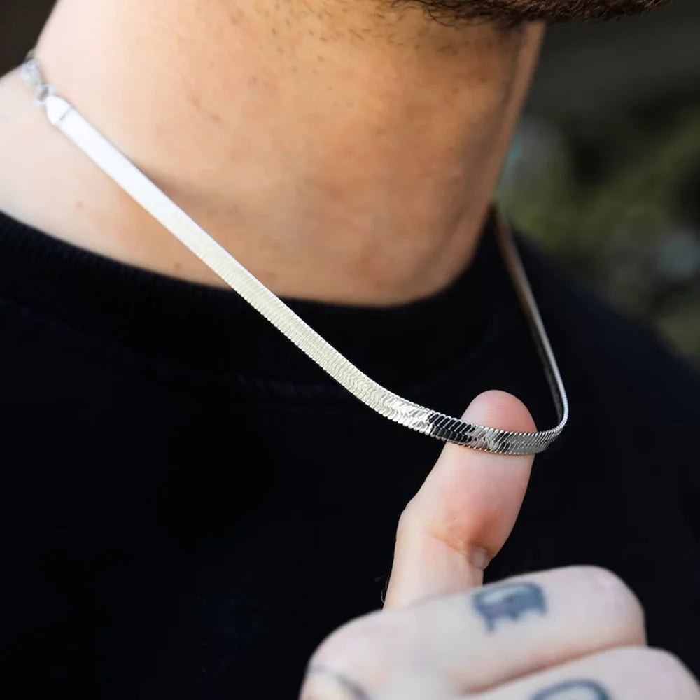 Corrente Cobra Hip Hop Masculina - Aço Inoxidável Prata