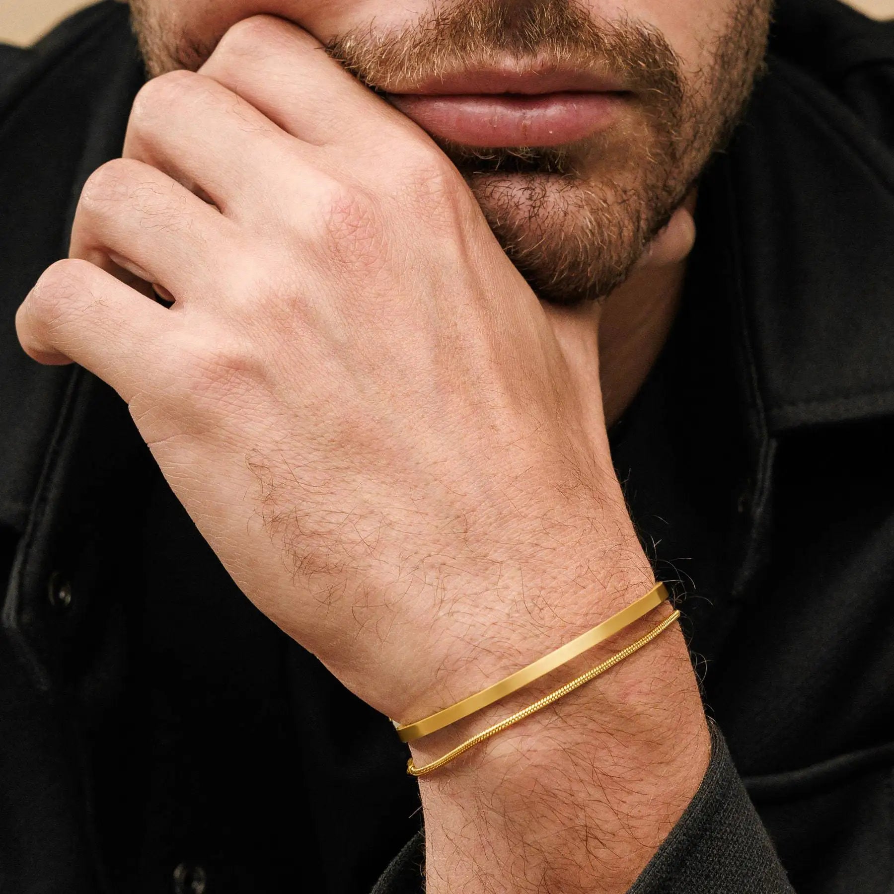 Pulseira de punho ajustável de aço inoxidável para homens simples multi-camada correspondência pulseira moda jóias na moda acessórios masculinos