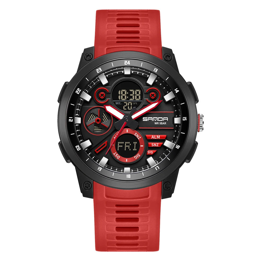 Relógio Masculino SANDA Esportivo Dual Display à Prova D'Água