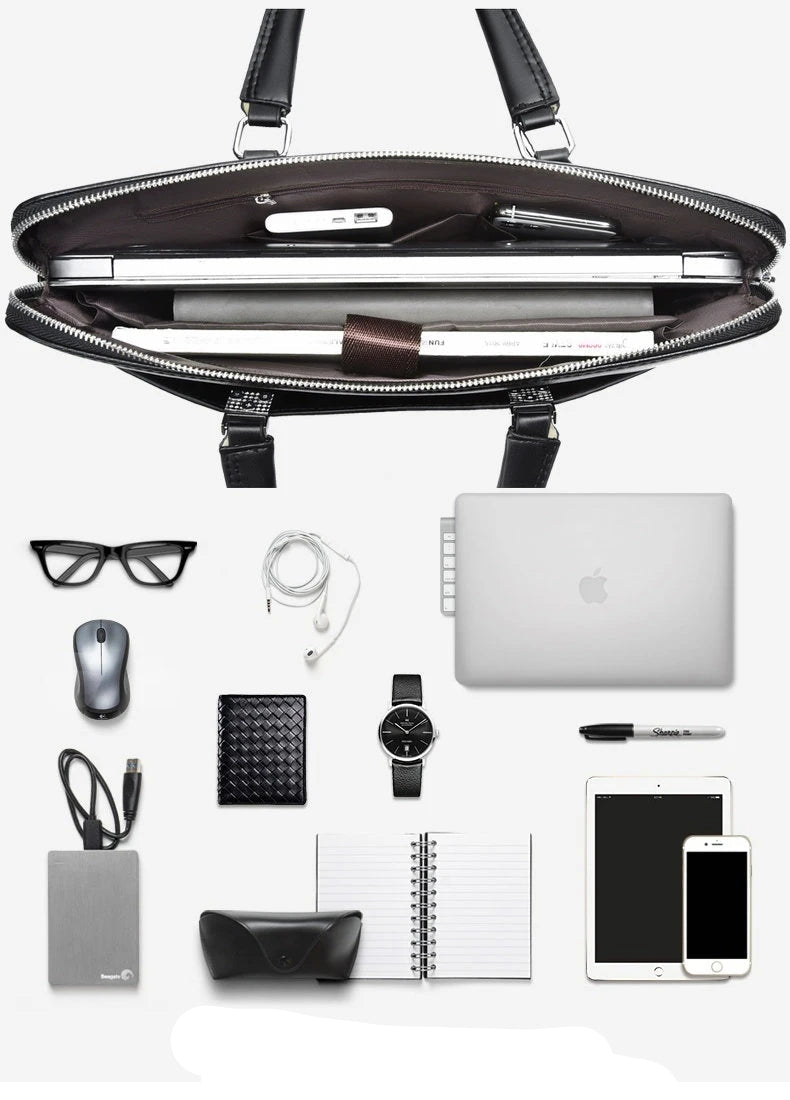 Pasta Executiva Masculina em Couro para Escritório 15.6