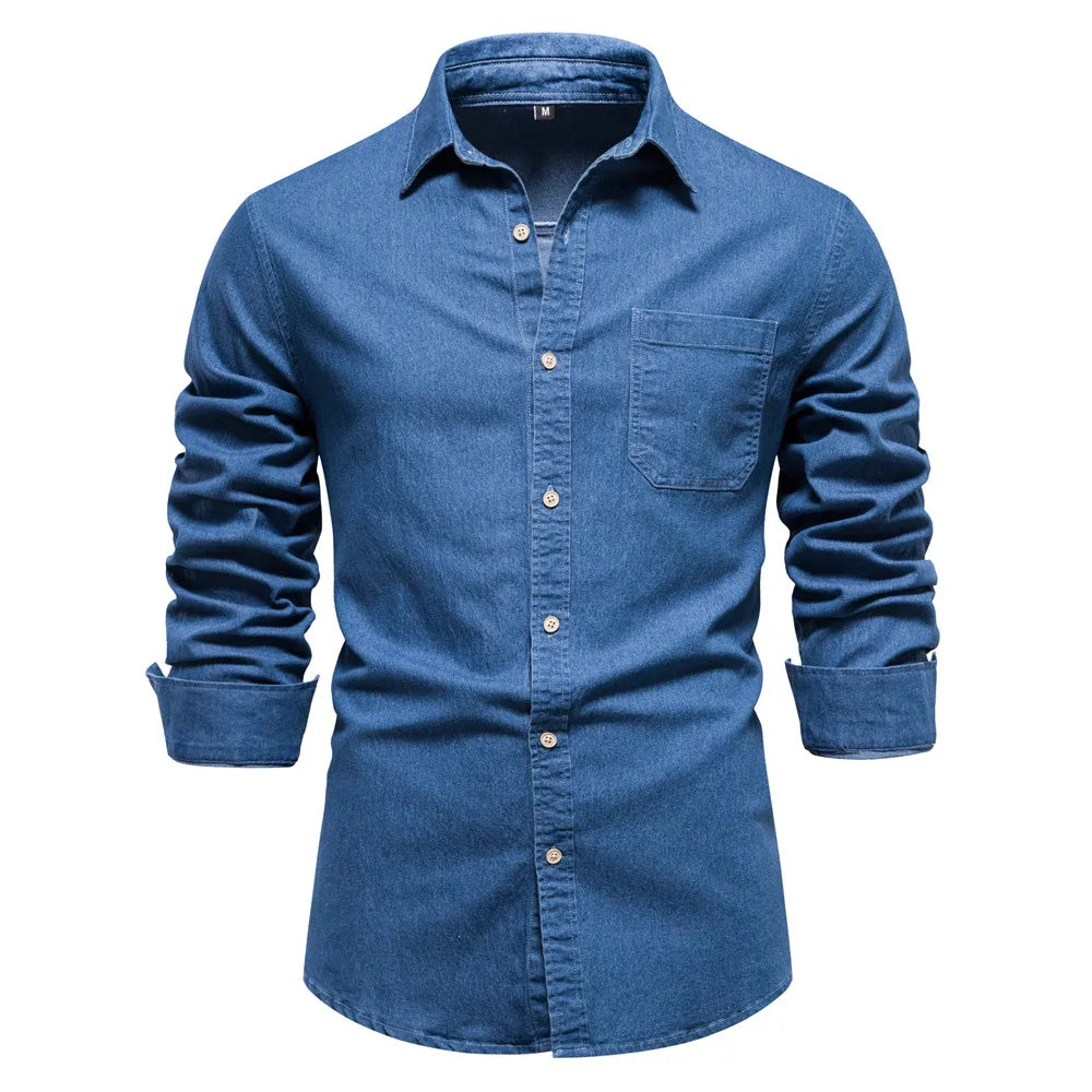 Camisa Jeans Masculina Médio Azul- Melanio