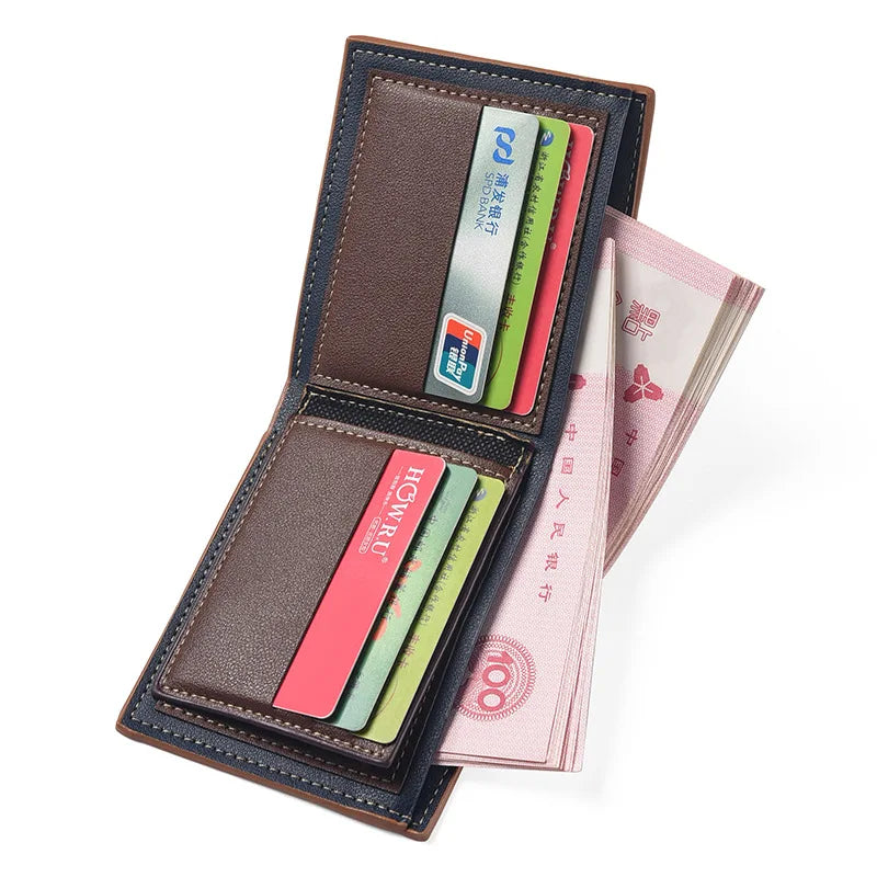 Carteira Masculina de Couro PU de Alta Capacidade