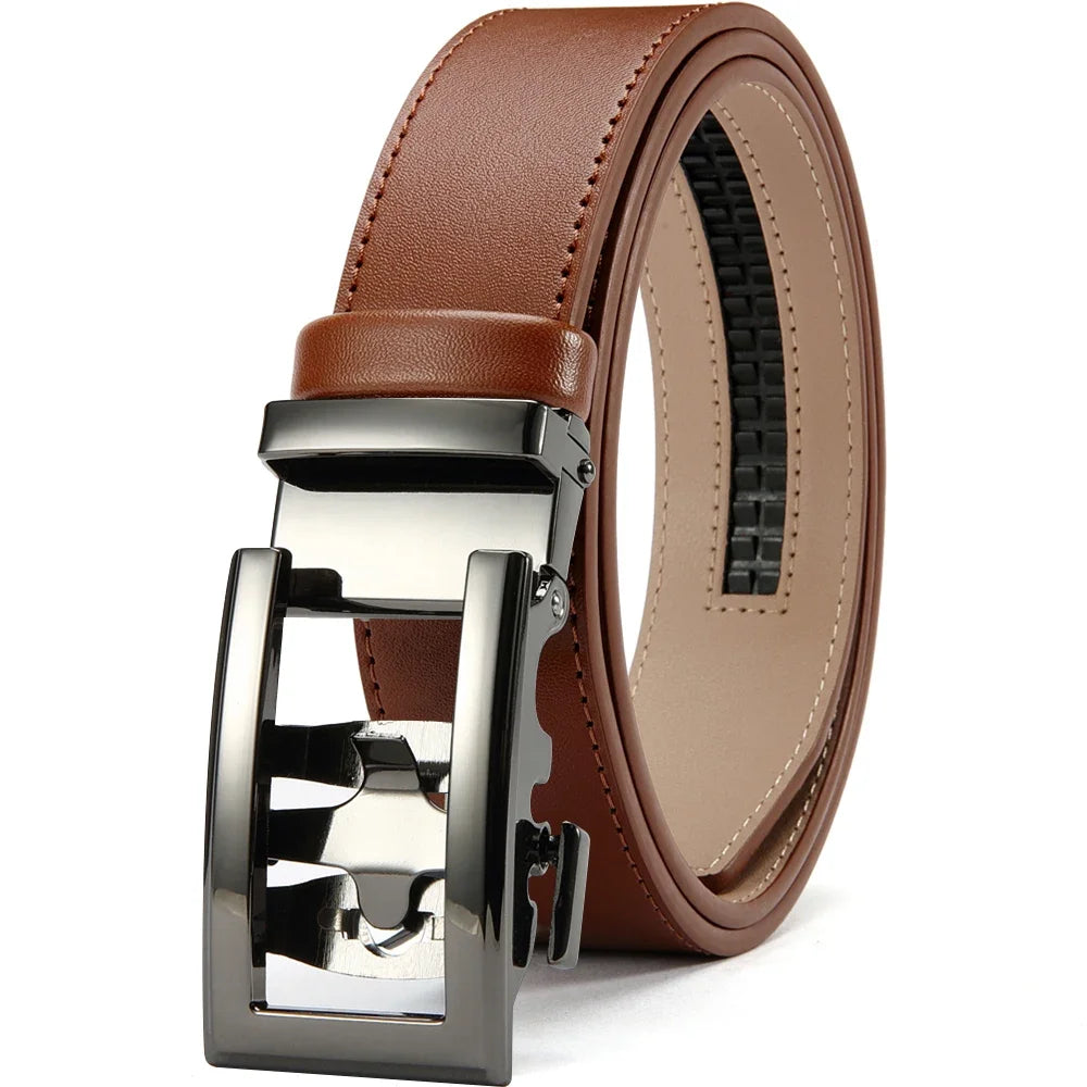 Cinto Masculino de Couro com Fivela Automática de Luxo