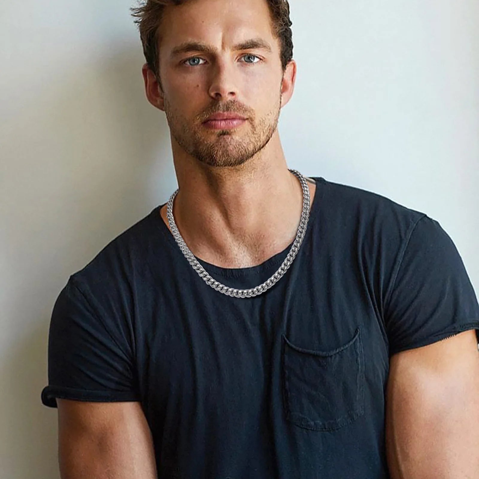 Colar de Corrente Cubana,Cordão de Ouro Masculino-Loja Melanio