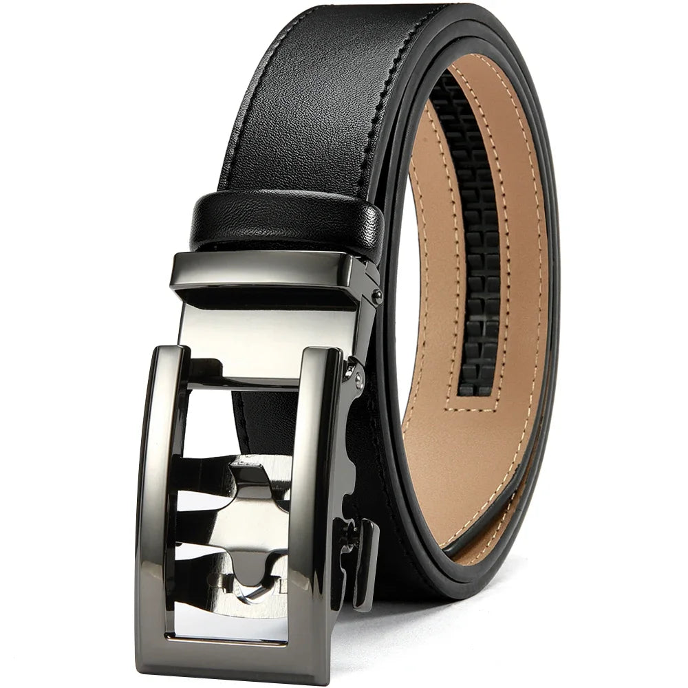 Cinto Masculino de Couro com Fivela Automática de Luxo