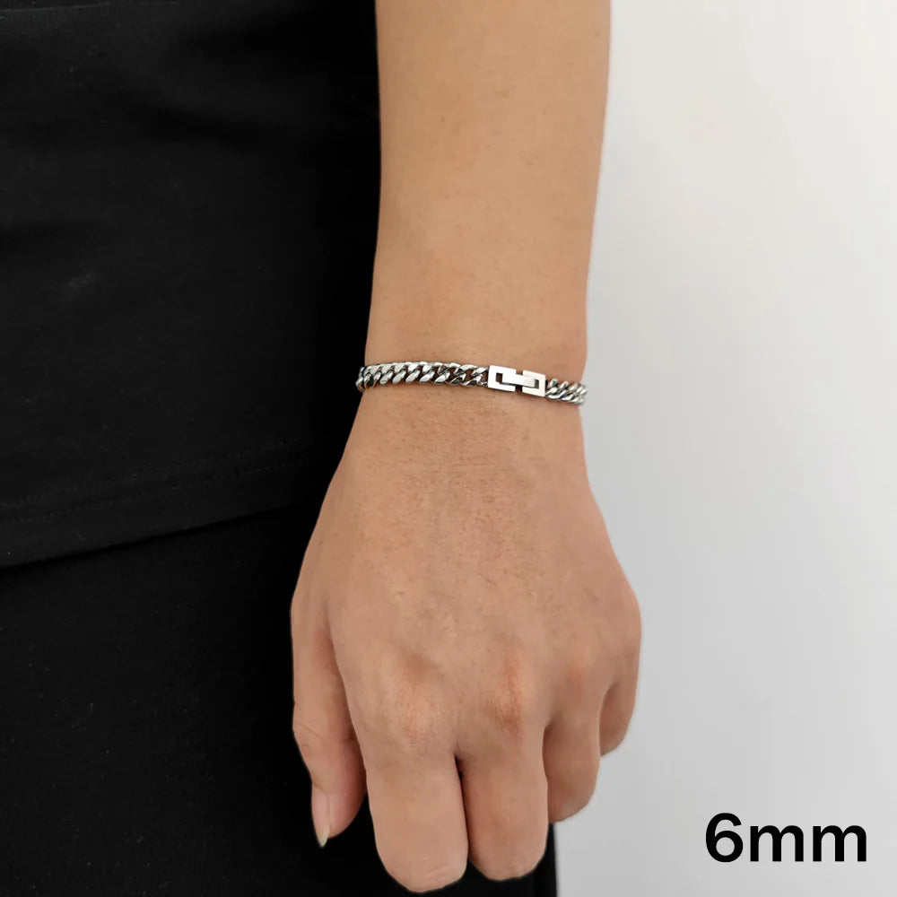 Pulseira Masculina Cubana Aço Inoxidável Hip Hop