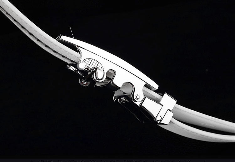 Cinto Unissex de Couro Branco com Fivela Automática