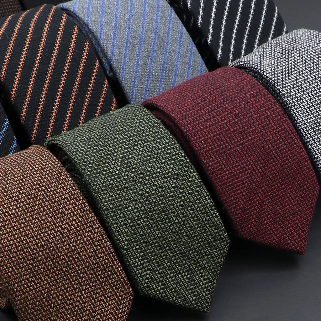 Gravatas de lã artesanais de algodão sólido original de alta qualidade gravata masculina listrada gola estreita slim caxemira acessórios de gravata casual