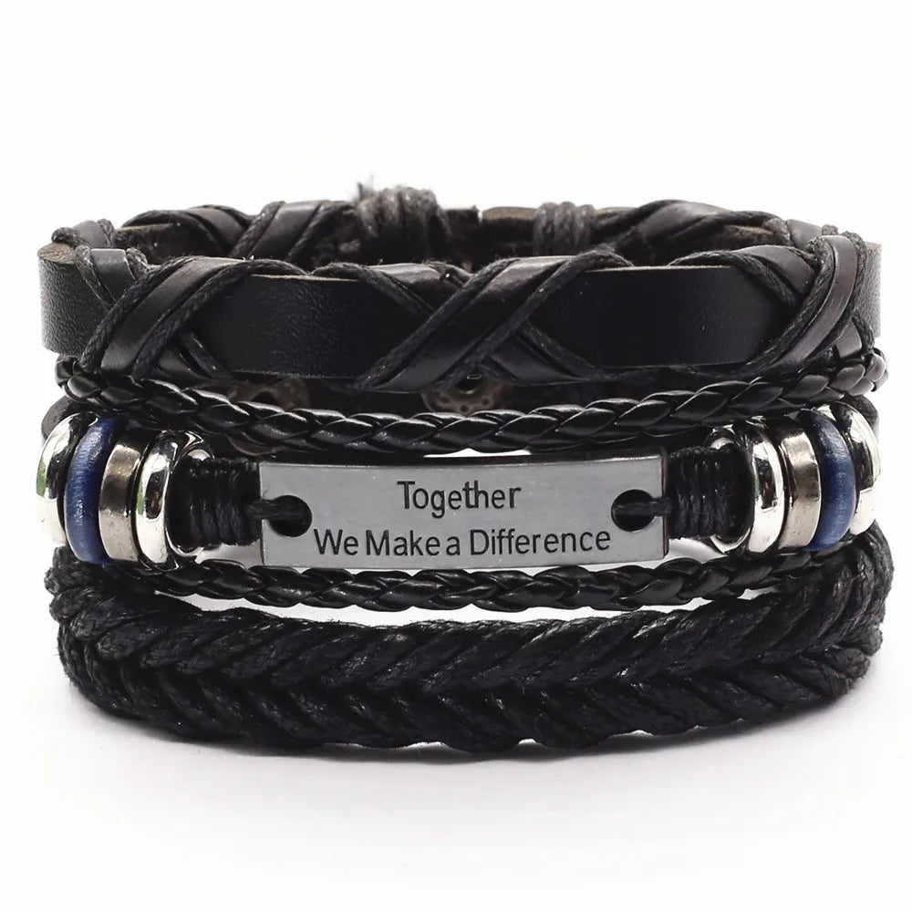 3 Pçs/set Pulseiras De Couro Homens Pulseiras Para Mulheres Contas De Madeira Pena CONFIANTE NO DEUS Cruz Charme Homme Presente Jóias Frete Grátis