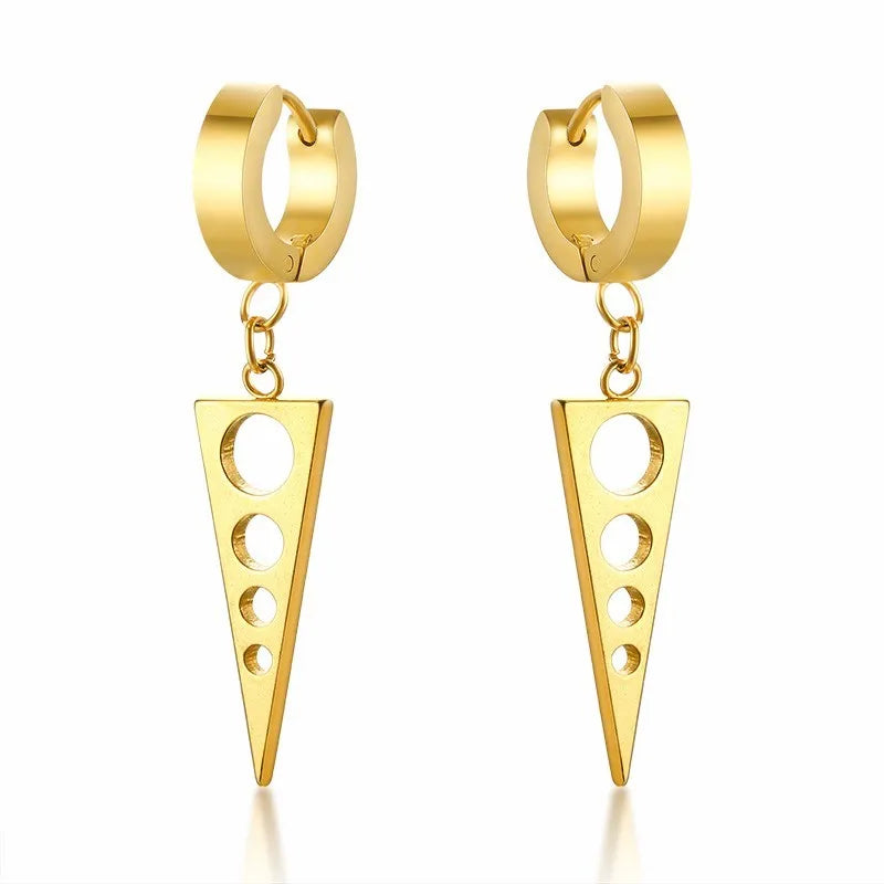 Brincos Triangulares Dourados de Aço Inoxidável