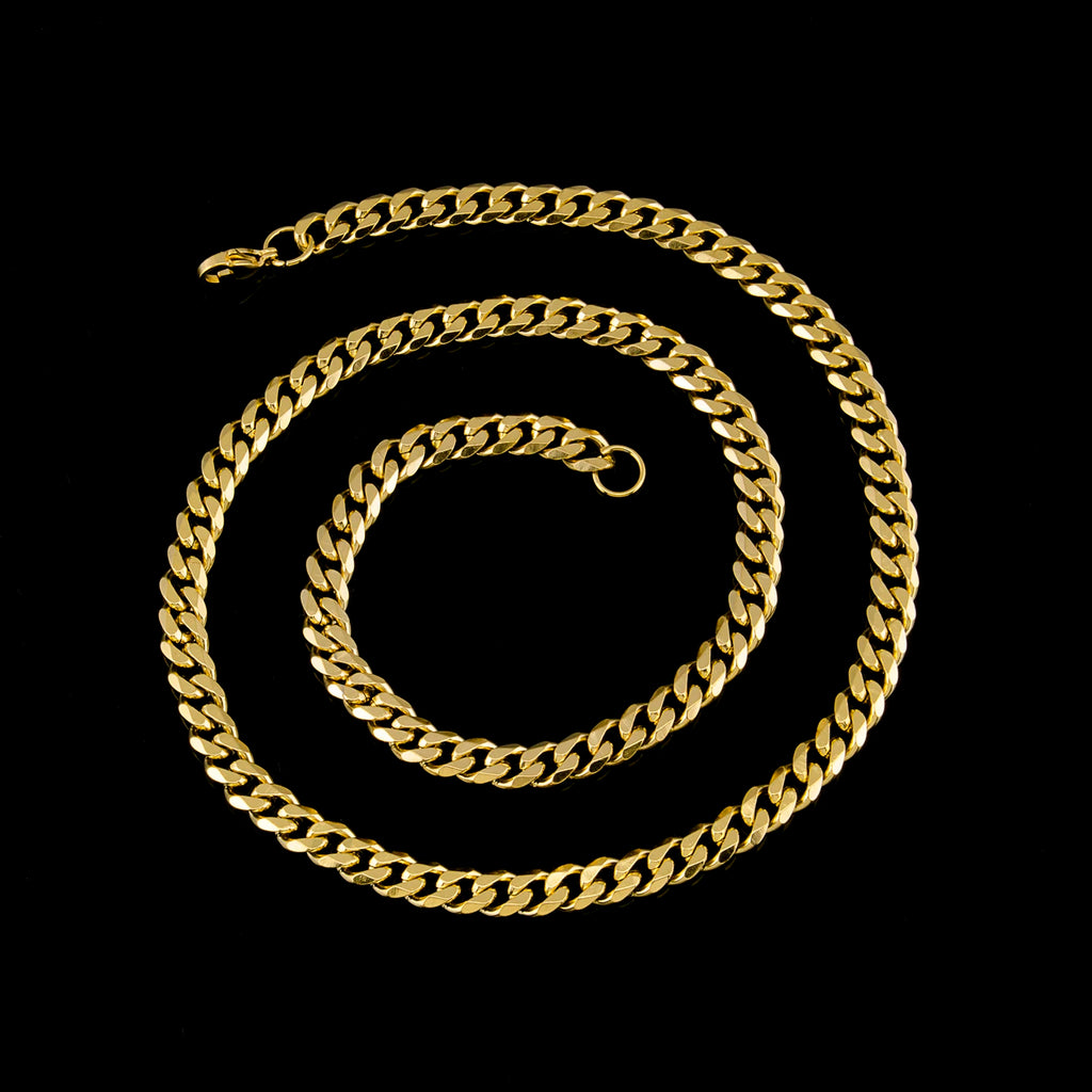 Corrente de ligação cubana de 3mm5mm7mm, colar de aço inoxidável à prova d'água 18 k banhado a ouro punk masculino feminino joias acessórios diy USENSET