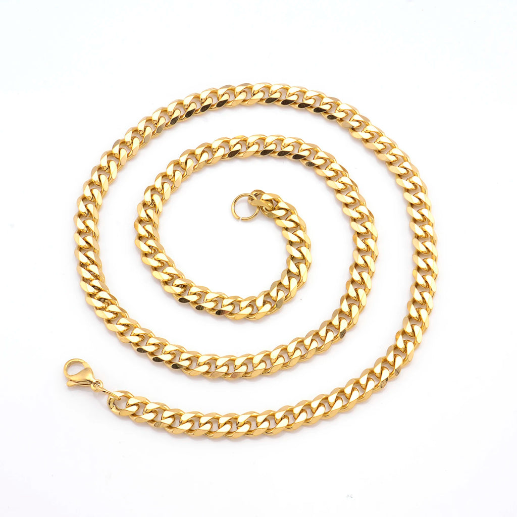 Corrente de ligação cubana de 3mm5mm7mm, colar de aço inoxidável à prova d'água 18 k banhado a ouro punk masculino feminino joias acessórios diy USENSET