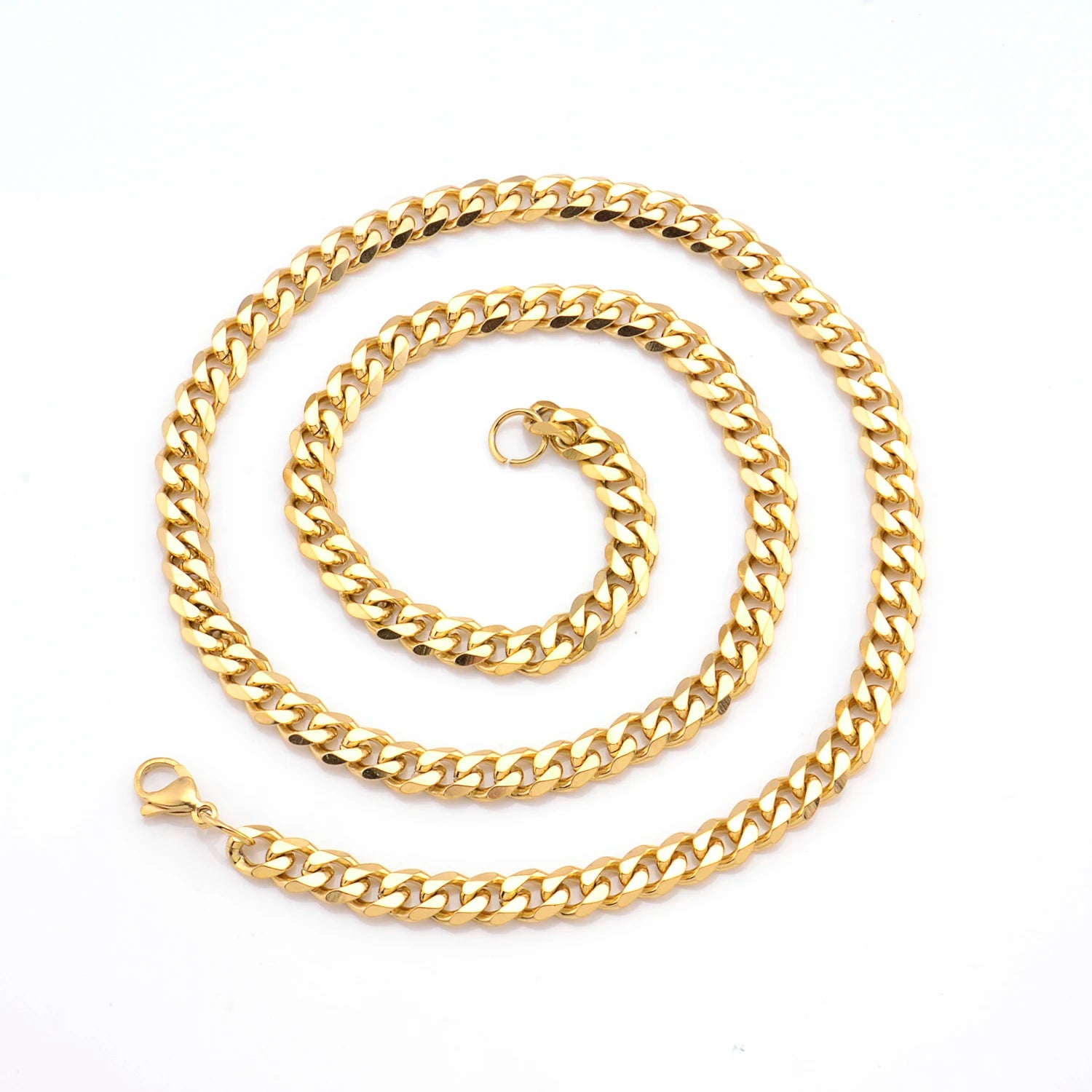 Corrente de ligação cubana de 3mm5mm7mm, colar de aço inoxidável à prova d'água 18 k banhado a ouro punk masculino feminino joias acessórios diy USENSET