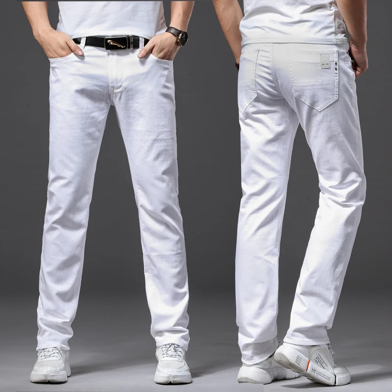Calça Jeans Branca Masculina Slim