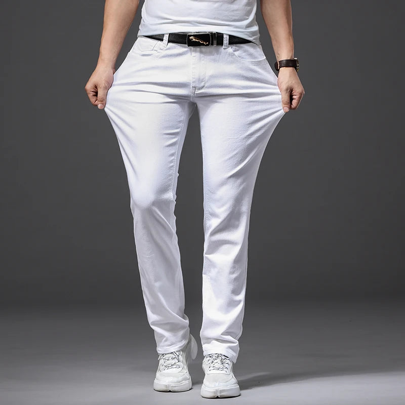 Calça Jeans Branca Masculina Slim