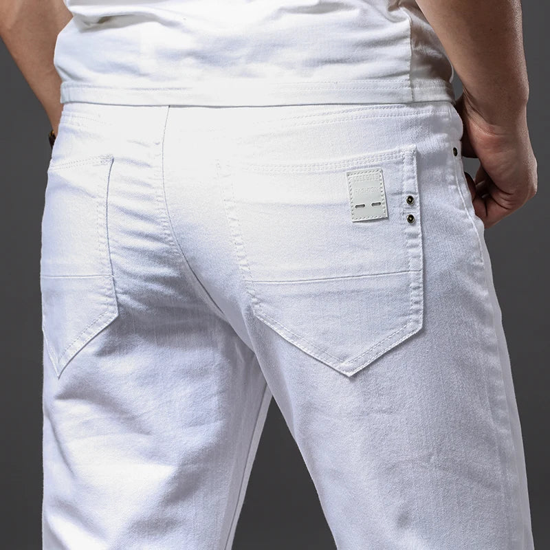 Calça Jeans Branca Masculina Slim