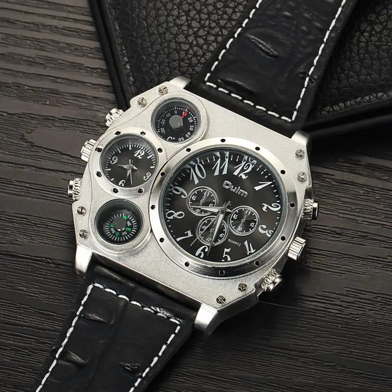 Relógio Masculino Oulm Quartzo com Pulseira de Couro