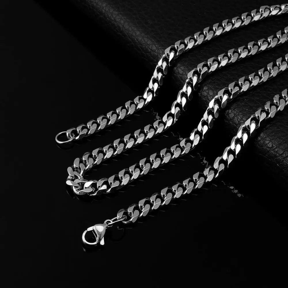 Corrente de ligação cubana de 3mm5mm7mm, colar de aço inoxidável à prova d'água 18 k banhado a ouro punk masculino feminino joias acessórios diy USENSET