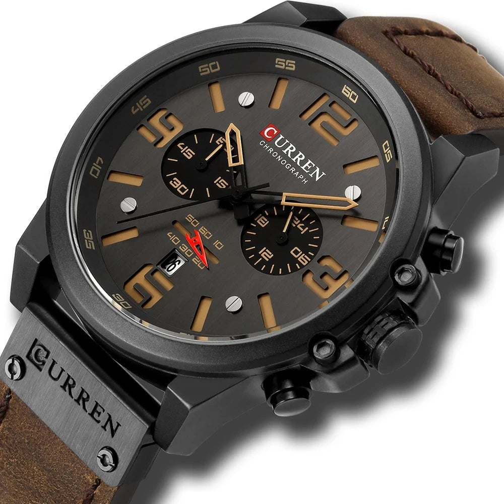 Relógio Masculino Curren Quartzo Couro Elegante