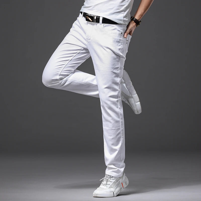 Calça Jeans Branca Masculina Slim