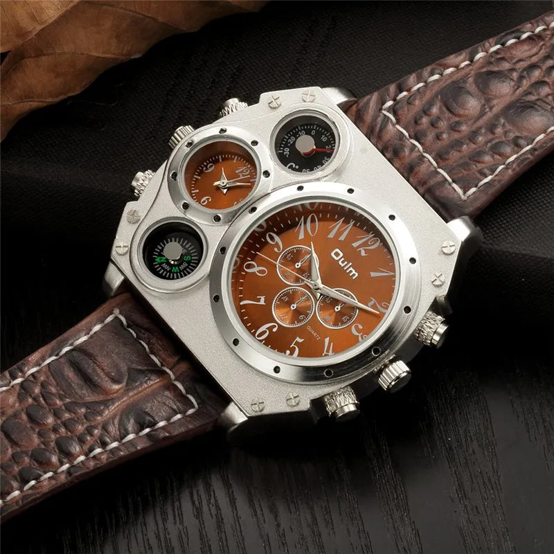 Relógio Masculino Oulm Quartzo com Pulseira de Couro