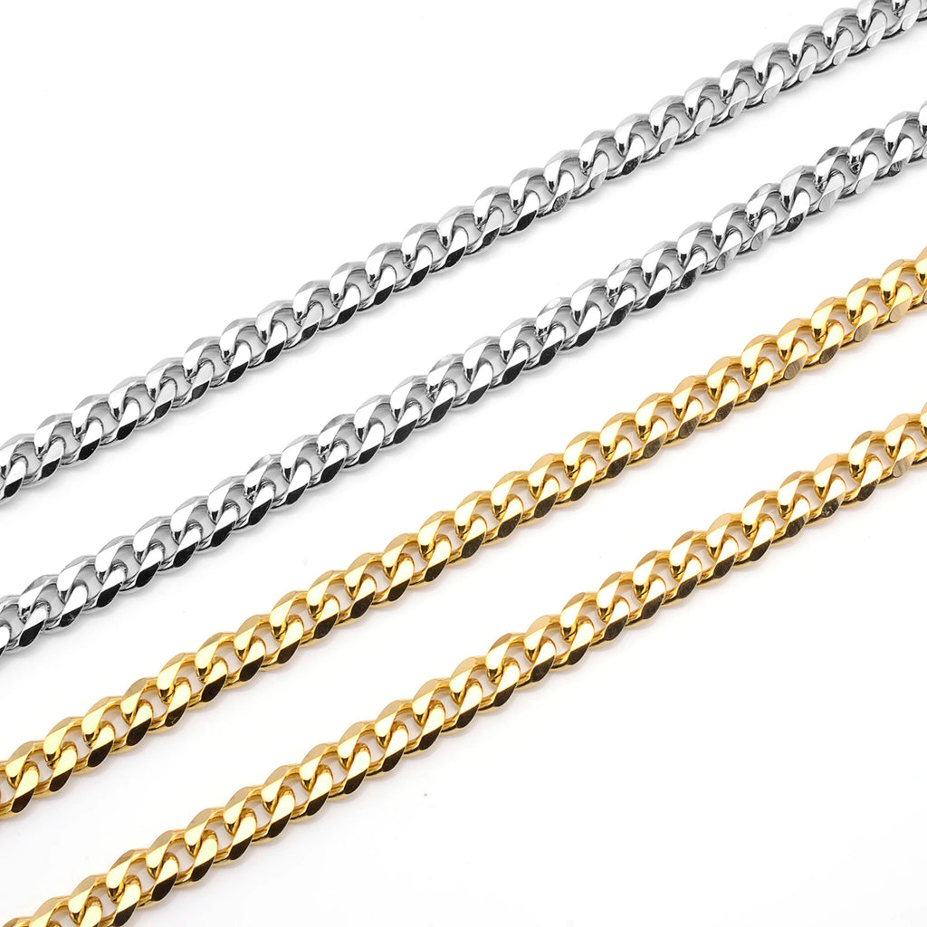Corrente de ligação cubana de 3mm5mm7mm, colar de aço inoxidável à prova d'água 18 k banhado a ouro punk masculino feminino joias acessórios diy USENSET