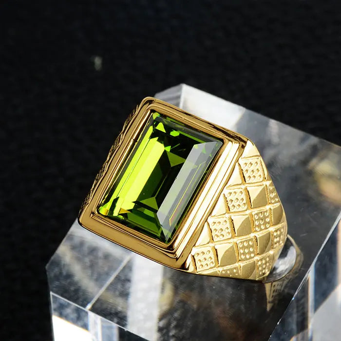 Anel Masculino de Aço Inoxidável Dourado Clássico