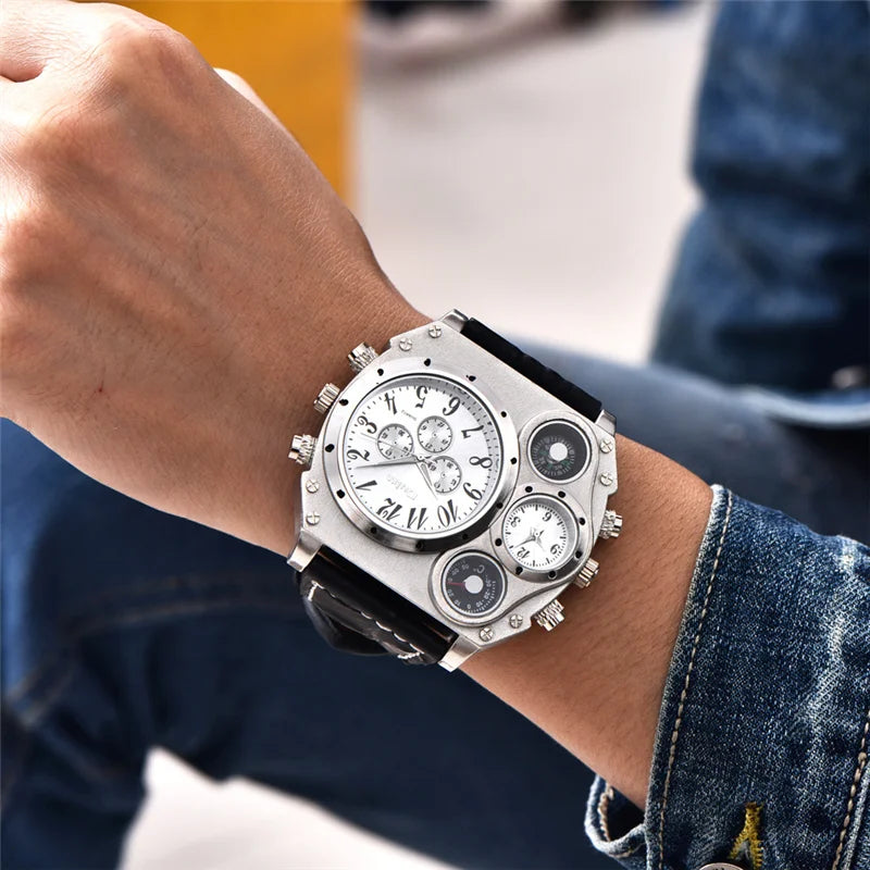 Relógio Masculino Oulm Quartzo com Pulseira de Couro