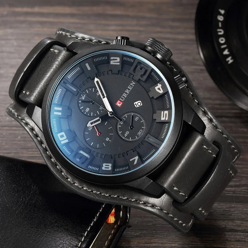Relógio de Pulso Masculino Pulseira de Couro