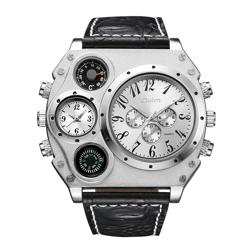 Relógio Masculino Oulm Quartzo com Pulseira de Couro