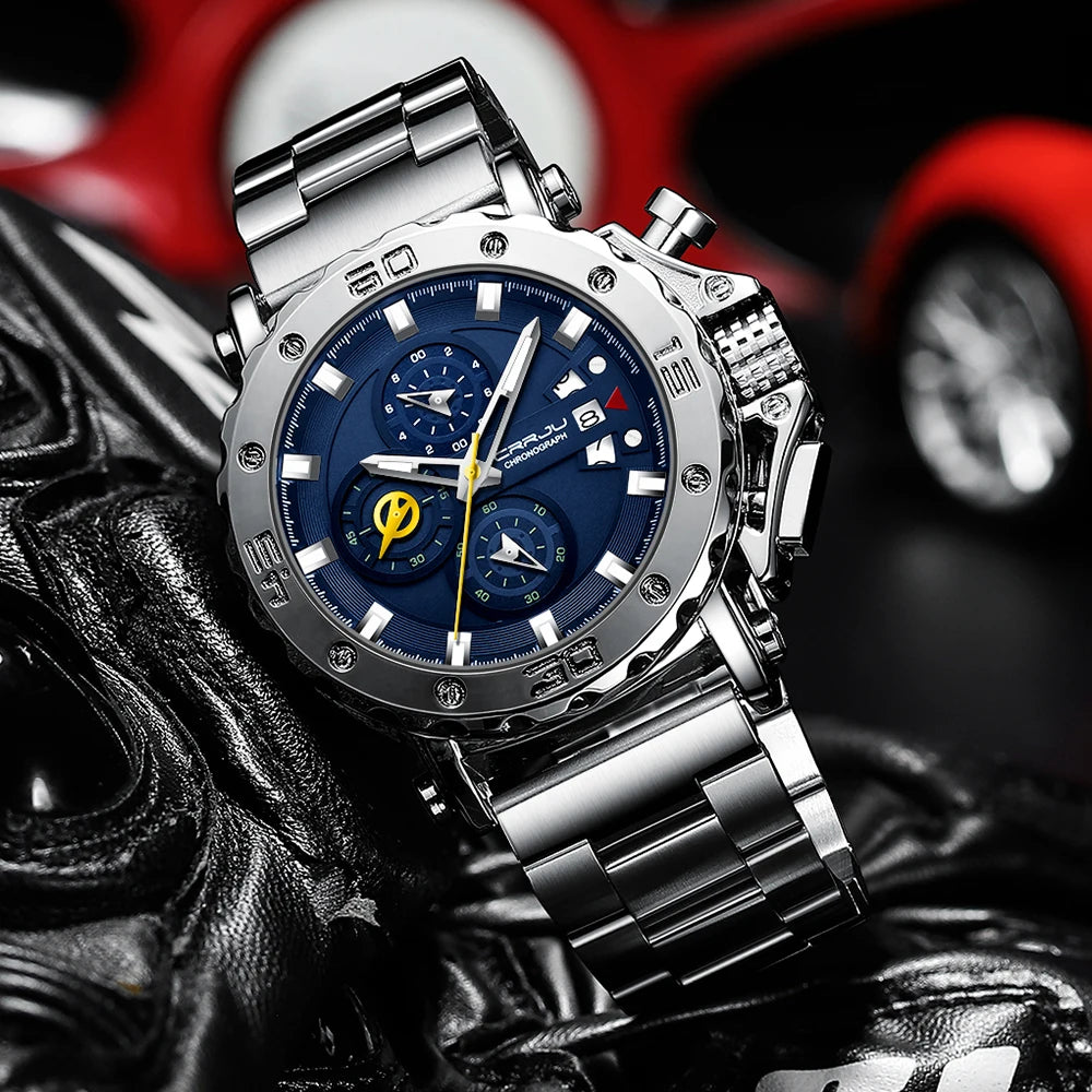 Relógio Masculino CRRJU Luxo Aço Inoxidável