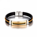 Pulseira Masculina de Aço Inoxidável e Silicone