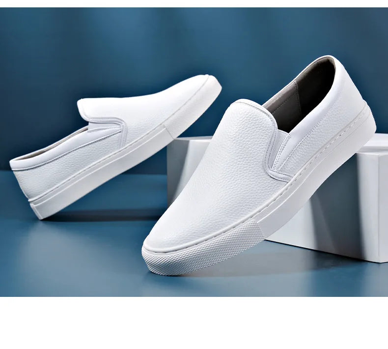 Mocassins Masculinos de Couro Genuíno Slip-On Elegantes
