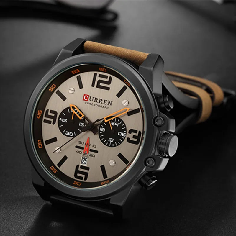 Relógio Masculino Curren Quartzo Couro Elegante