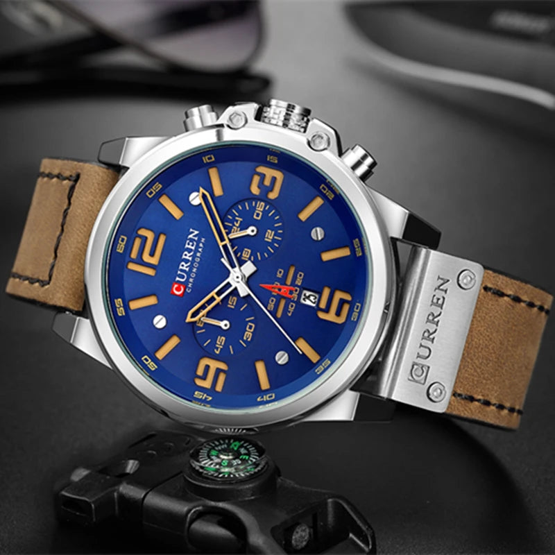 Relógio Masculino Curren Quartzo Couro Elegante