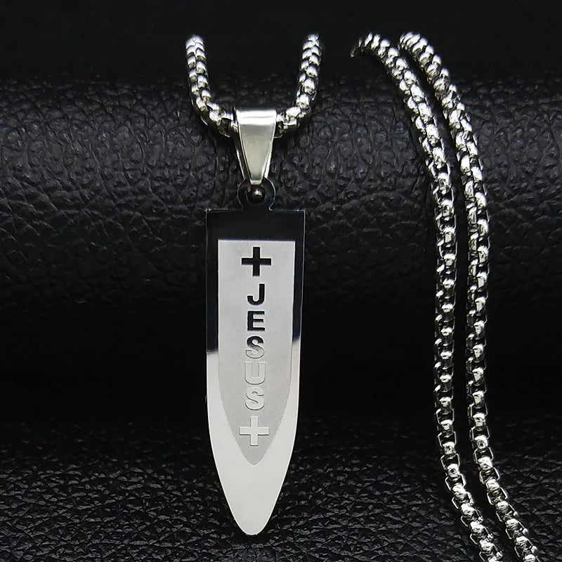 Colar Cruz Minimalista em Aço Inoxidável,Colar Masculino-Loja Melanio