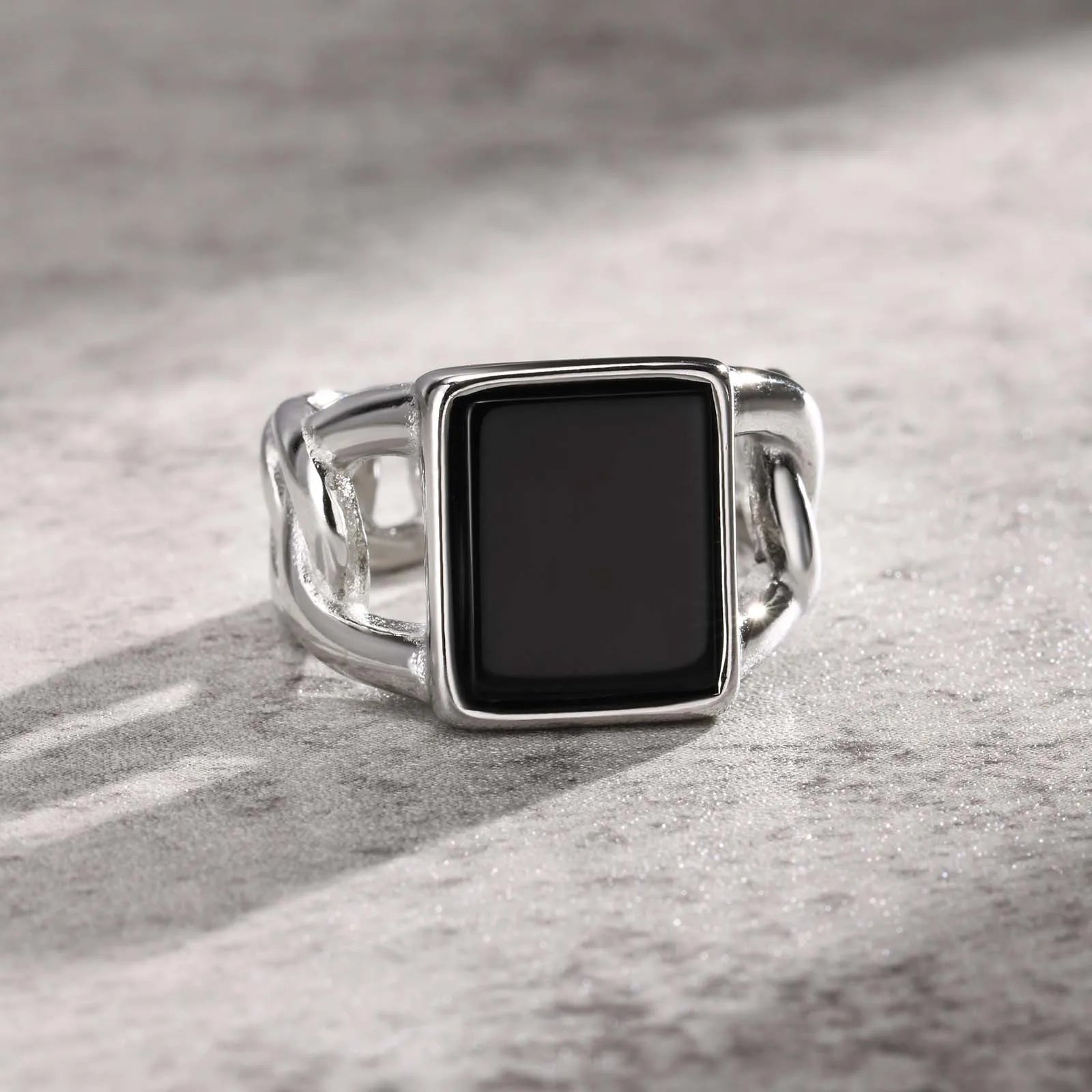 Anel Quadrado,Anel Titânio Sonho,Anel Ouro Masculino Quadrado-Loja Melanio