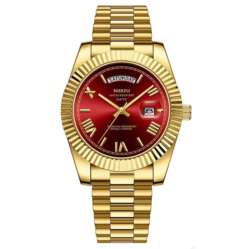 Relógio Masculino Quartzo Ouro vermelho- Melanio