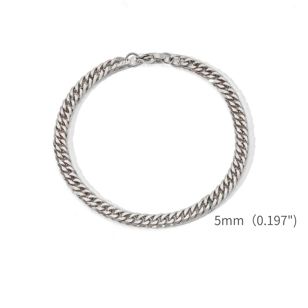 Simples aço inoxidável cor prata nk corrente pulseira para homens hip hop jóias na moda acessórios de festa pulseira feminina