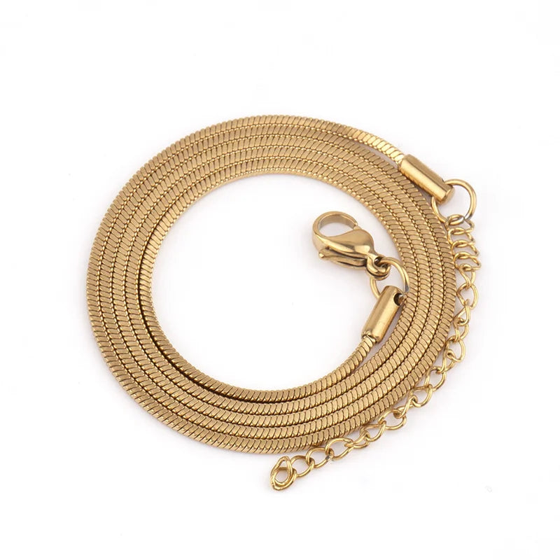 1.2mm cor de ouro colar de aço inoxidável para homens hip hop titânio aço quadrado cobra corrente colar jóias acessórios