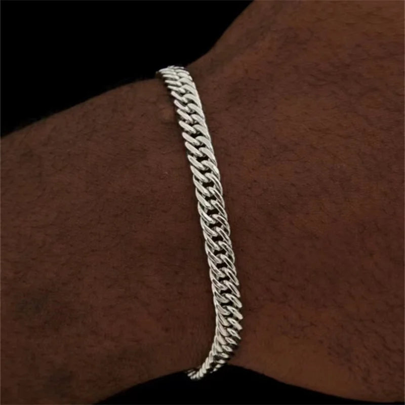 Simples aço inoxidável cor prata nk corrente pulseira para homens hip hop jóias na moda acessórios de festa pulseira feminina