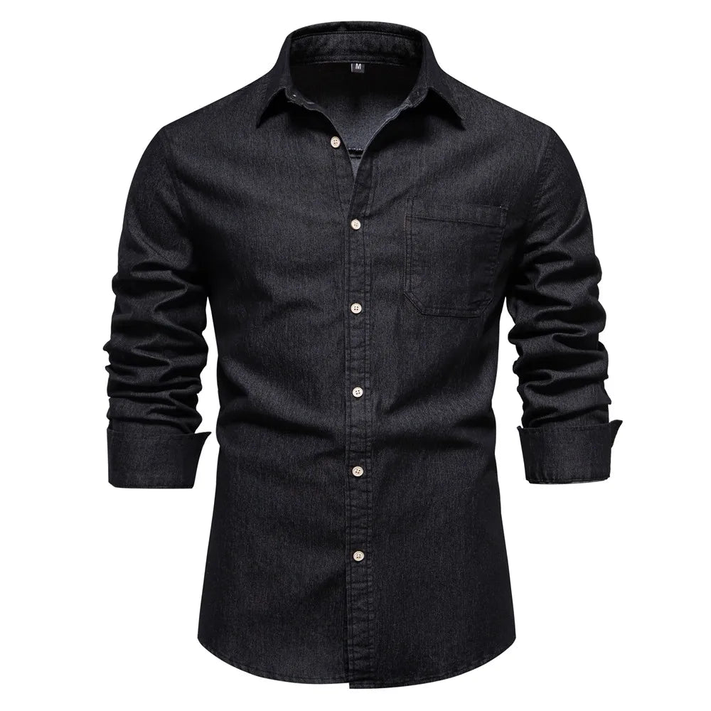 Camisa Jeans Masculina  Preto- Melanio