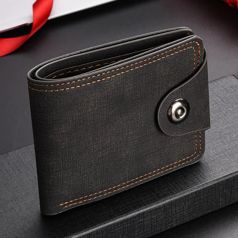 Carteira Masculina Vintage de Couro PU Slim Multifuncional