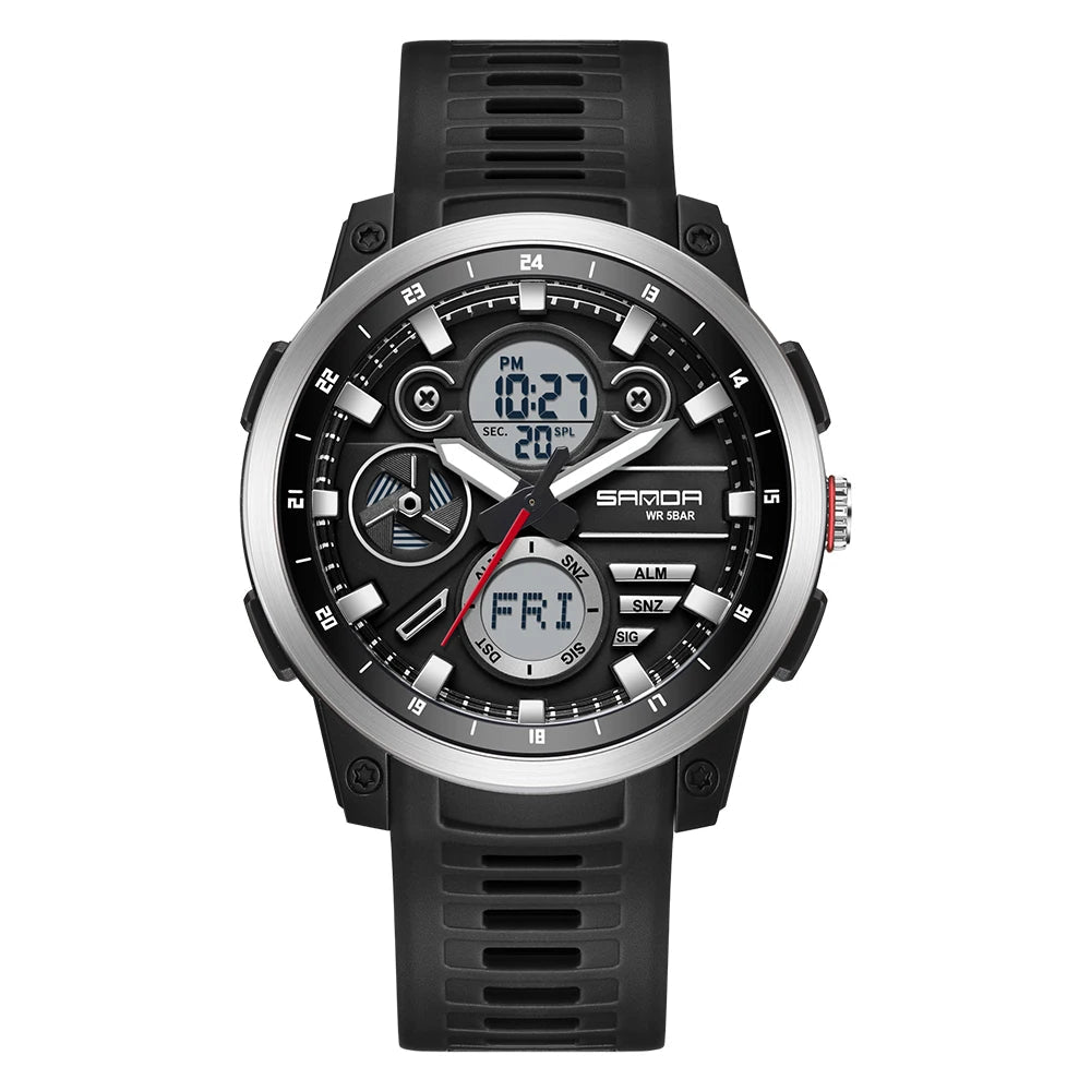 Relógio Masculino SANDA Esportivo Dual Display à Prova D'Água