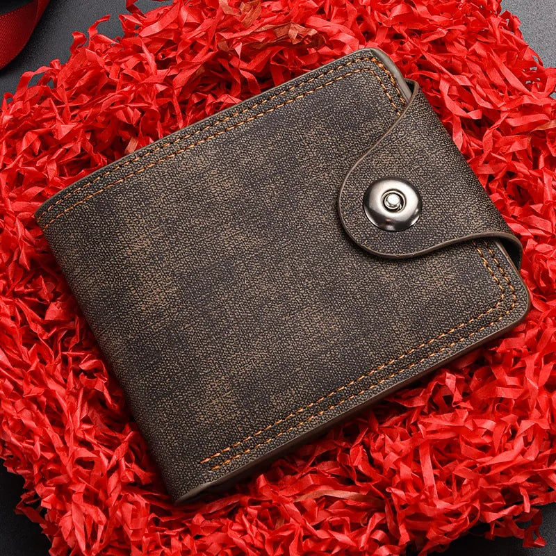 Carteira Masculina Vintage de Couro PU Slim Multifuncional